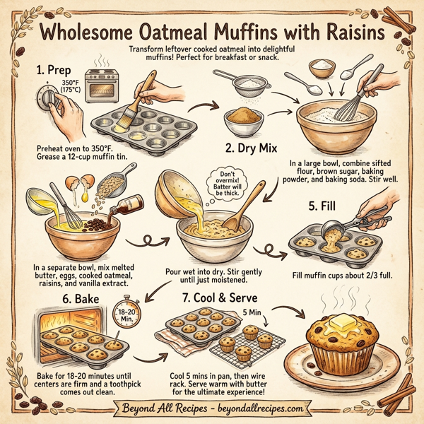 Wholesome Oatmeal Muffins with Raisins instructions