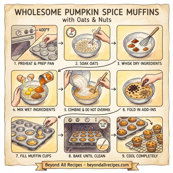 Wholesome Pumpkin Spice Muffins with Oats and Nuts instructions