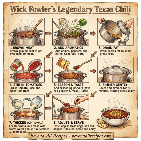 Wick Fowler's Legendary Texas Chili instructions