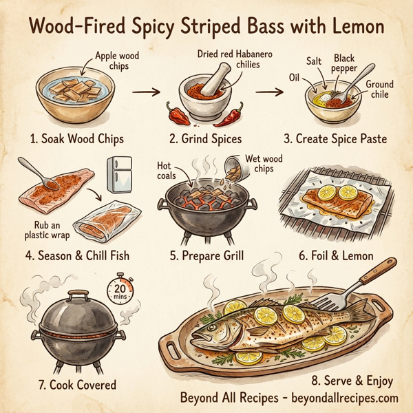 Wood-Fired Spicy Striped Bass with Lemon instructions