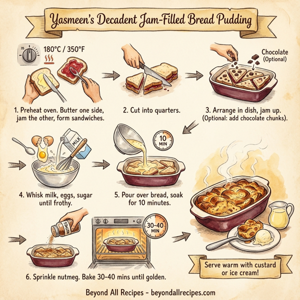 Yasmeen's Decadent Jam-Filled Bread Pudding instructions