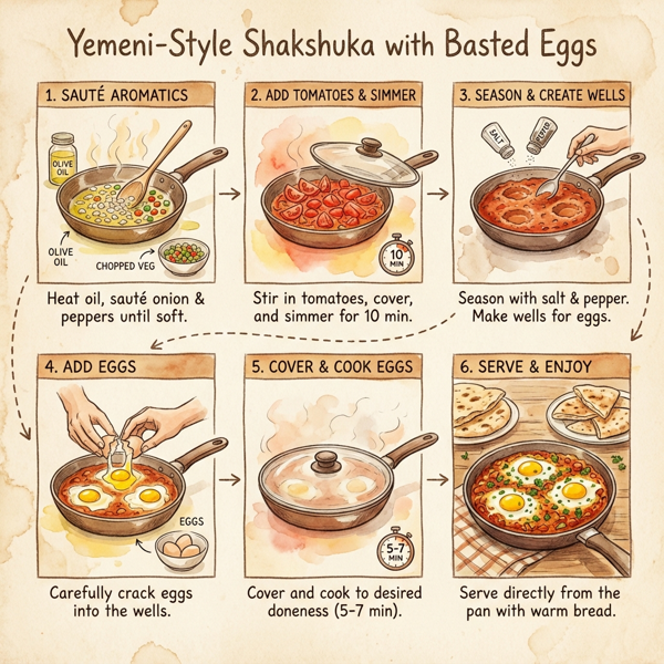 Yemeni-Style Shakshuka with Basted Eggs instructions