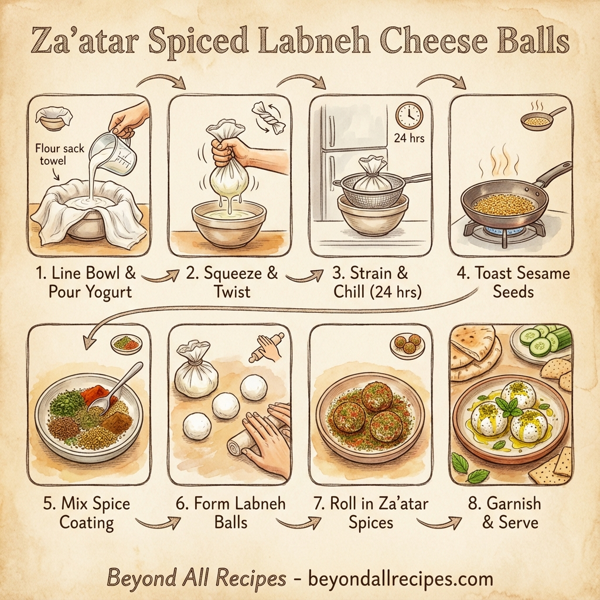 Za'atar Spiced Labneh Cheese Balls instructions