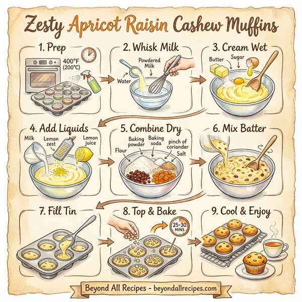 Zesty Apricot Raisin Cashew Muffins instructions