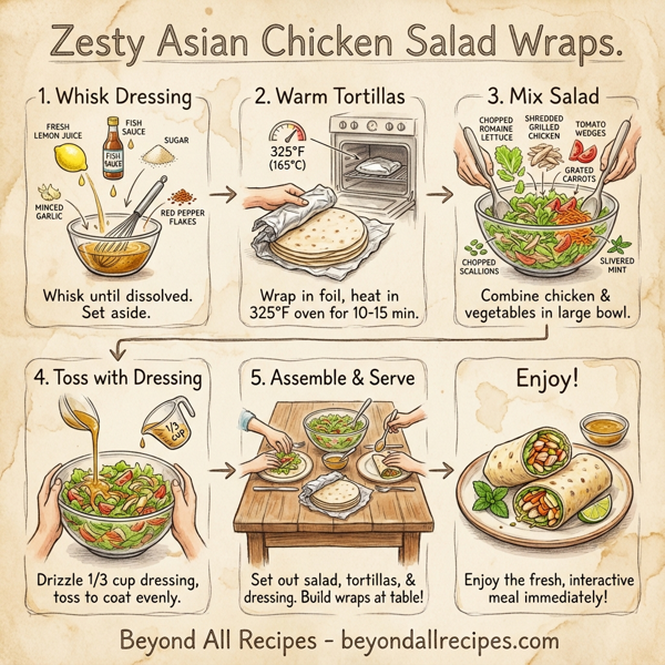 Zesty Asian Chicken Salad Wraps instructions