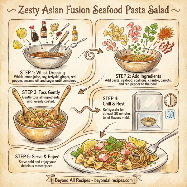 Zesty Asian Fusion Seafood Pasta Salad instructions