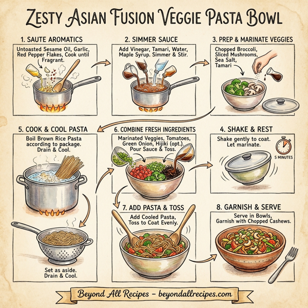 Zesty Asian Fusion Veggie Pasta Bowl instructions