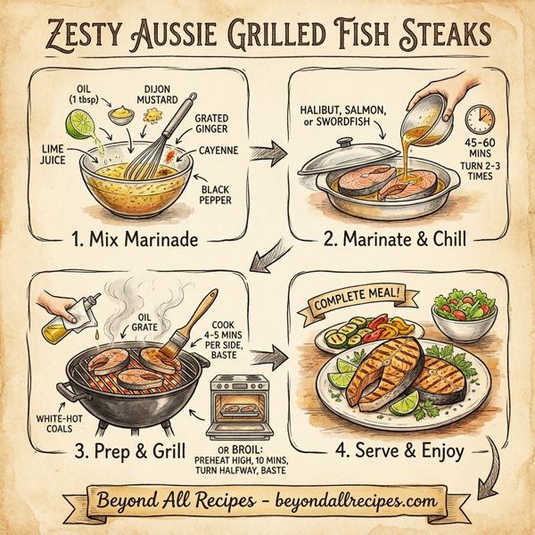 Zesty Aussie Grilled Fish Steaks instructions