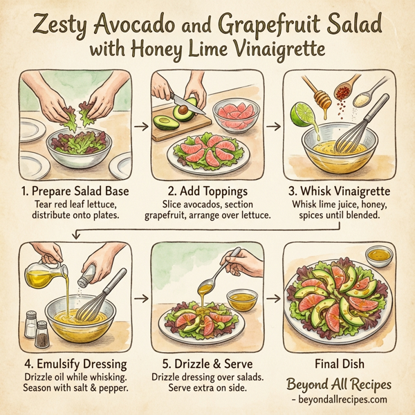 Zesty Avocado and Grapefruit Salad with Honey Lime Vinaigrette instructions