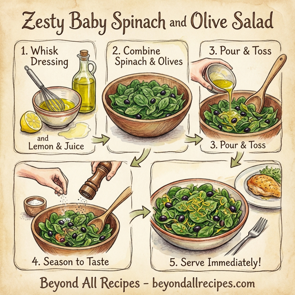 Zesty Baby Spinach and Olive Salad instructions