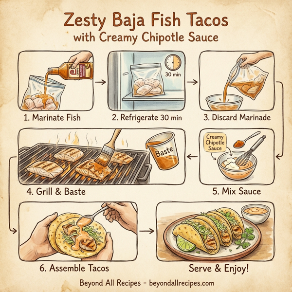 Zesty Baja Fish Tacos with Creamy Chipotle Sauce instructions