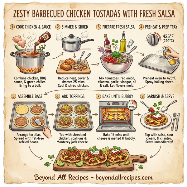 Zesty Barbecued Chicken Tostadas with Fresh Salsa instructions