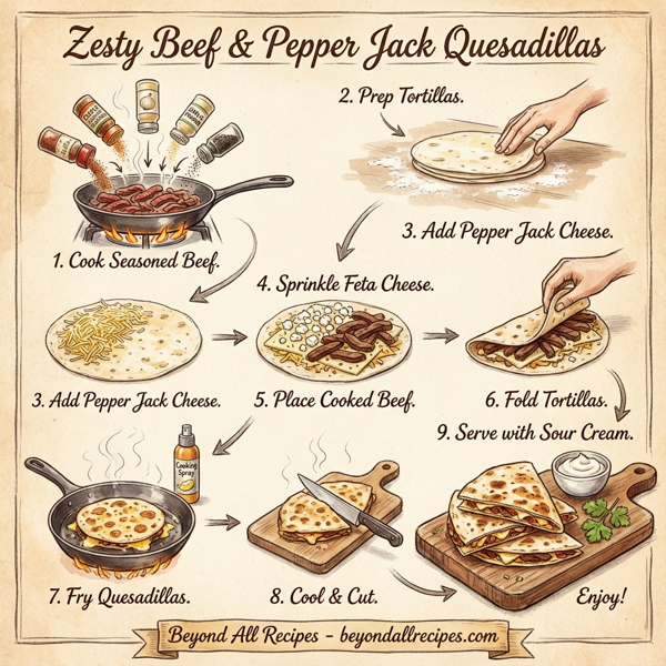 Zesty Beef & Pepper Jack Quesadillas instructions