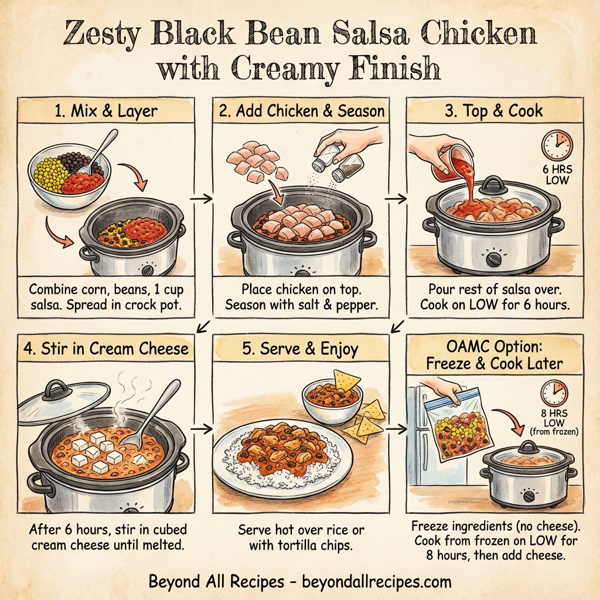 Zesty Black Bean Salsa Chicken with Creamy Finish instructions