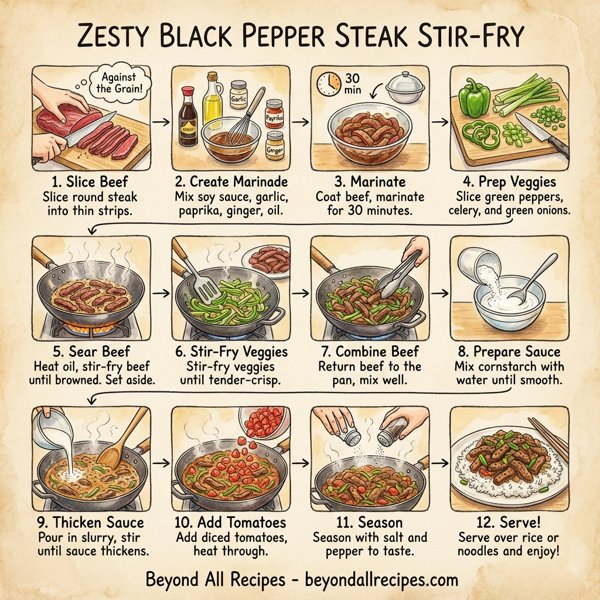Zesty Black Pepper Steak Stir-Fry instructions