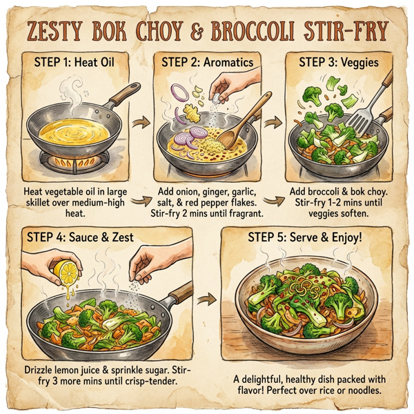 Zesty Bok Choy and Broccoli Stir-Fry instructions