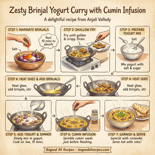 Zesty Brinjal Yogurt Curry with Cumin Infusion instructions