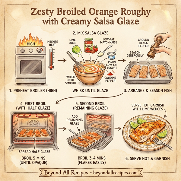 Zesty Broiled Orange Roughy with Creamy Salsa Glaze instructions