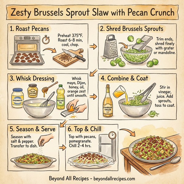 Zesty Brussels Sprout Slaw with Pecan Crunch instructions