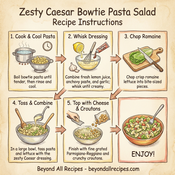 Zesty Caesar Bowtie Pasta Salad instructions