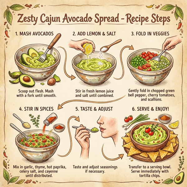 Zesty Cajun Avocado Spread instructions