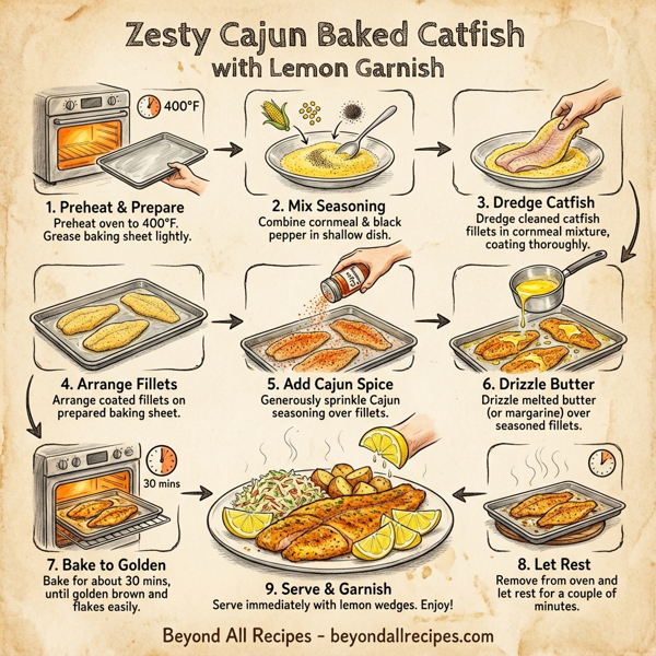 Zesty Cajun Baked Catfish with Lemon Garnish instructions