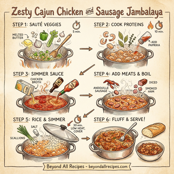 Zesty Cajun Chicken and Sausage Jambalaya instructions