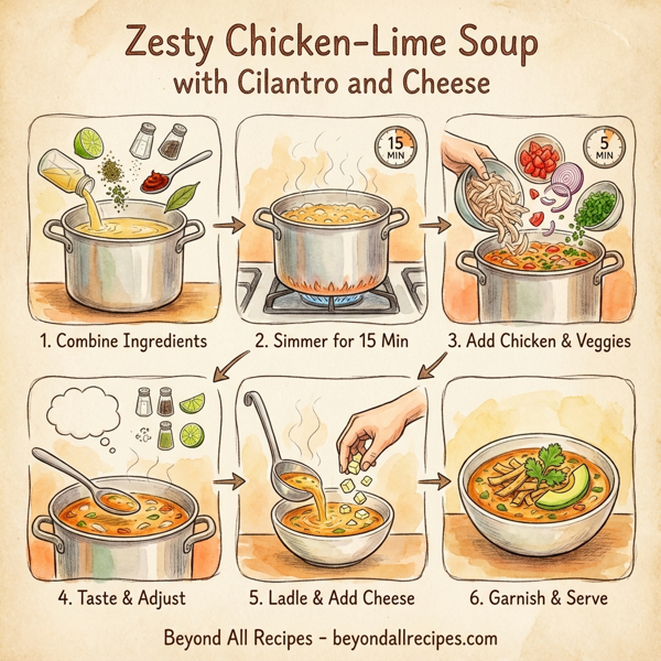 Zesty Chicken-Lime Soup with Cilantro and Cheese instructions