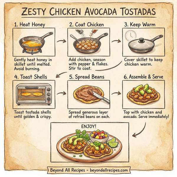 Zesty Chicken Avocado Tostadas instructions