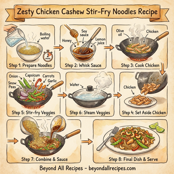 Zesty Chicken Cashew Stir-Fry Noodles instructions