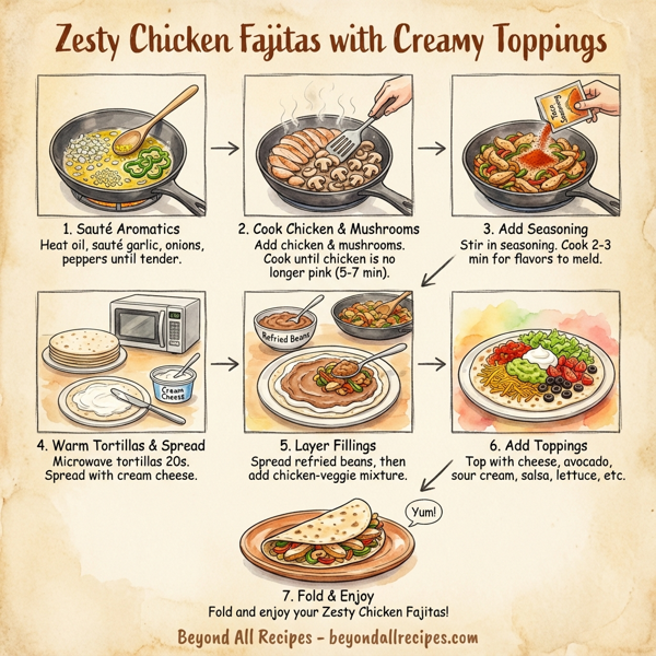 Zesty Chicken Fajitas with Creamy Toppings instructions
