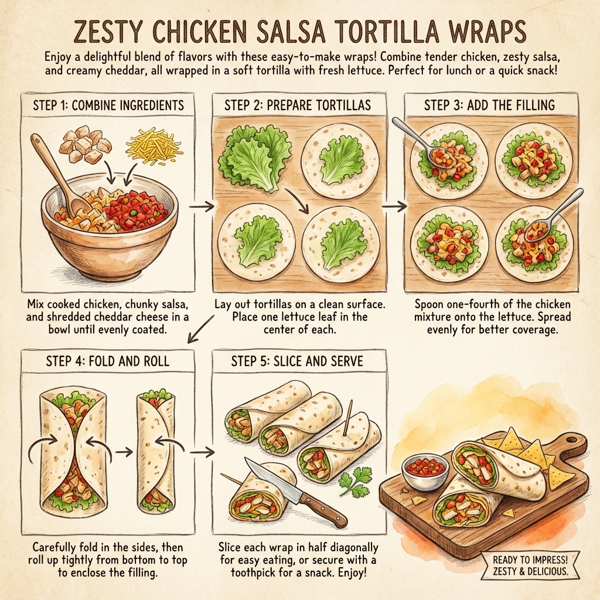 Zesty Chicken Salsa Tortilla Wraps instructions