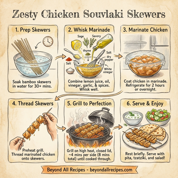 Zesty Chicken Souvlaki Skewers instructions