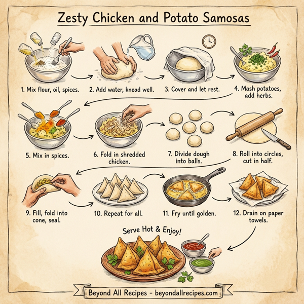 Zesty Chicken and Potato Samosas instructions