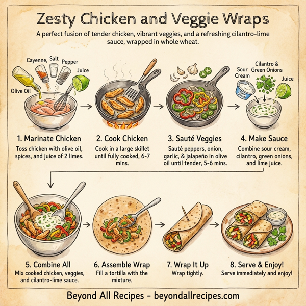 Zesty Chicken and Veggie Wraps instructions