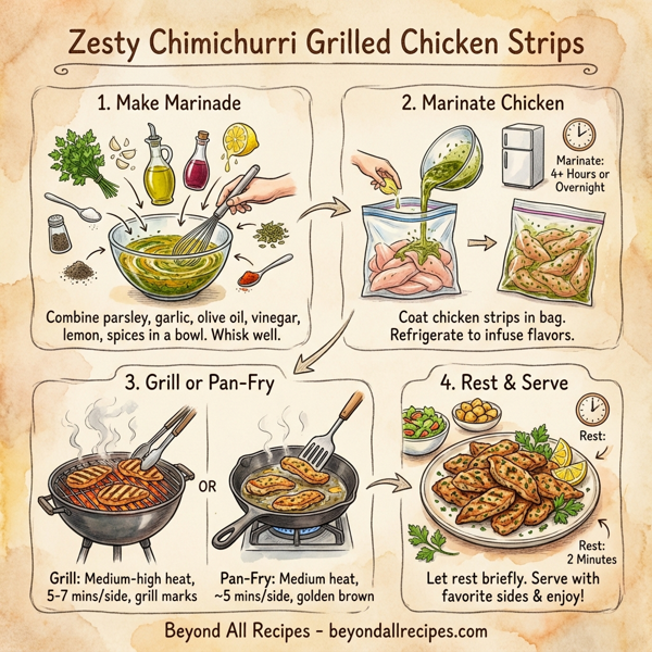 Zesty Chimichurri Grilled Chicken Strips instructions
