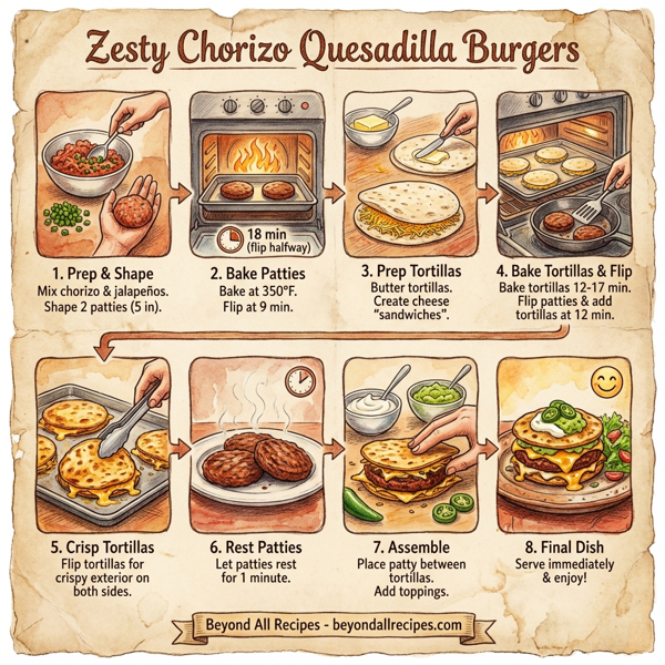Zesty Chorizo Quesadilla Burgers instructions