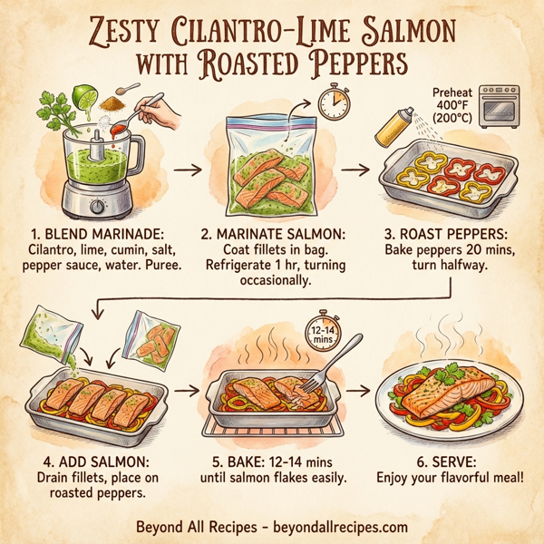 Zesty Cilantro-Lime Salmon with Roasted Peppers instructions