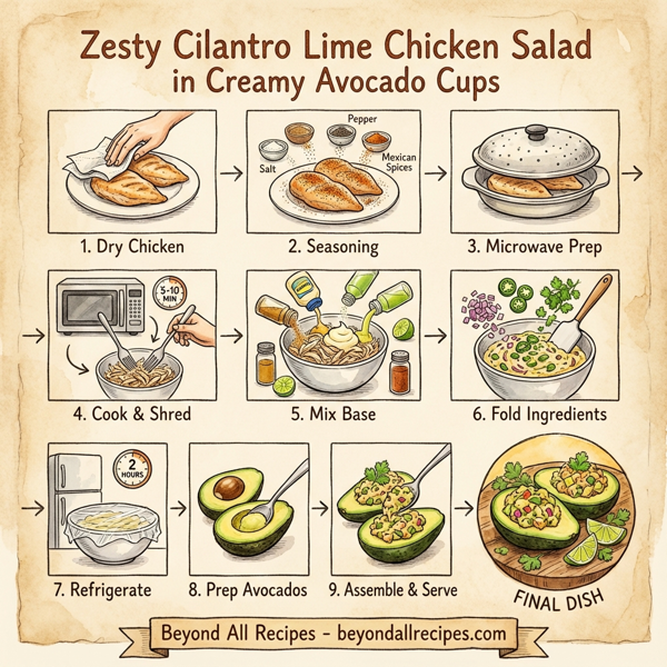 Zesty Cilantro Lime Chicken Salad in Creamy Avocado Cups instructions