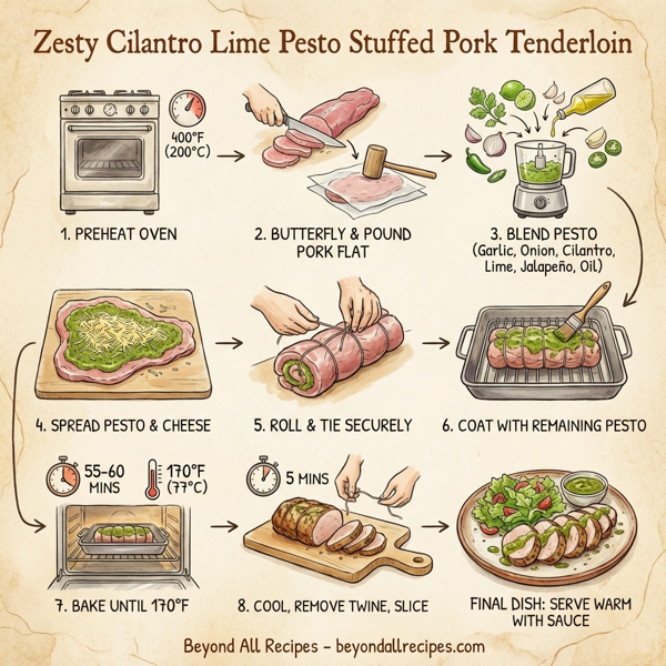 Zesty Cilantro Lime Pesto Stuffed Pork Tenderloin instructions