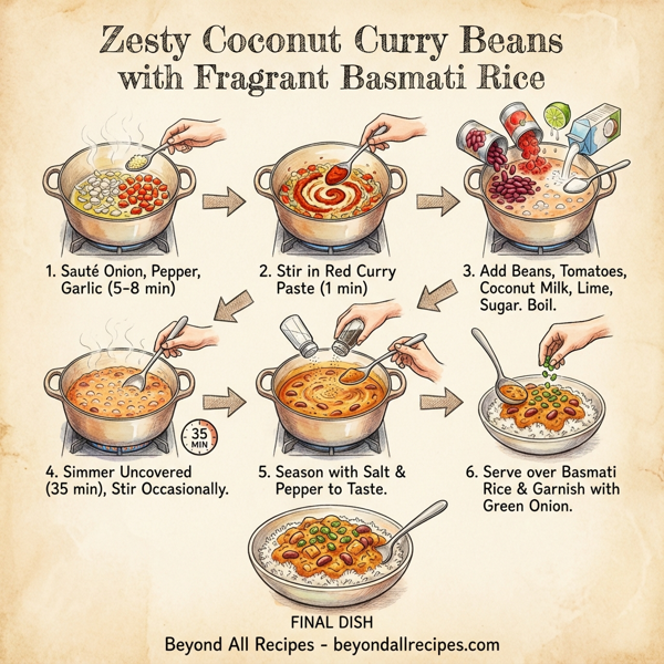 Zesty Coconut Curry Beans with Fragrant Basmati Rice instructions