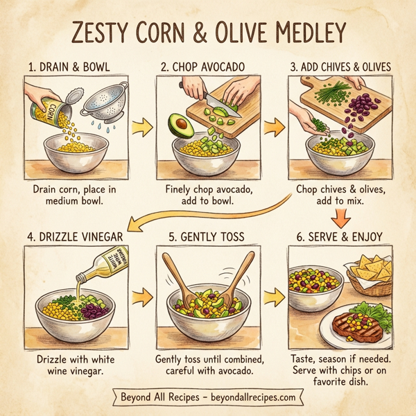Zesty Corn and Olive Medley instructions