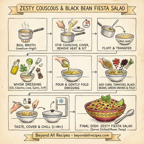 Zesty Couscous and Black Bean Fiesta Salad instructions