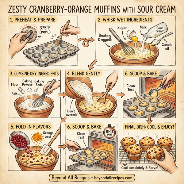 Zesty Cranberry-Orange Muffins with Sour Cream instructions