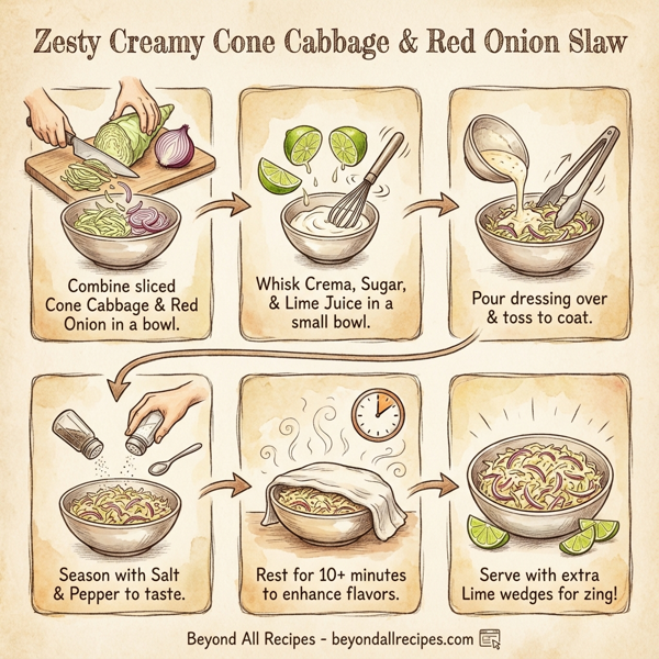 Zesty Creamy Cone Cabbage & Red Onion Slaw instructions