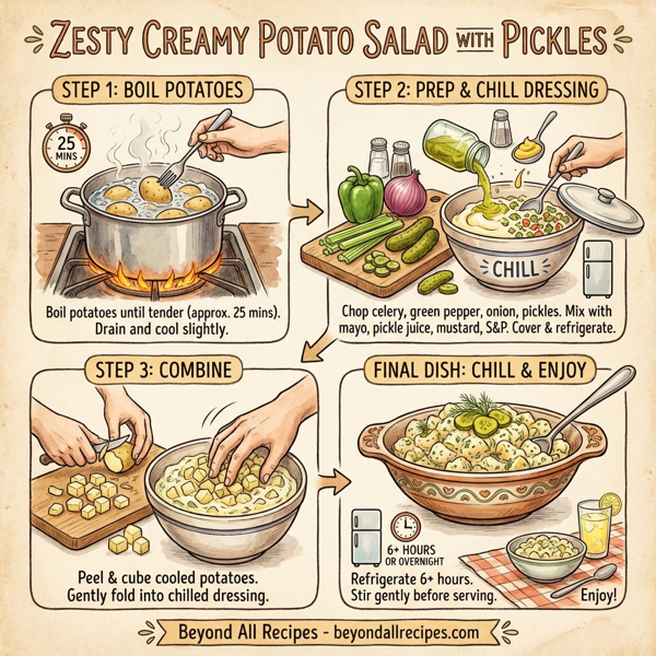 Zesty Creamy Potato Salad with Pickles instructions