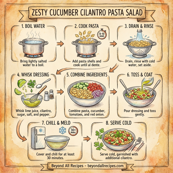 Zesty Cucumber Cilantro Pasta Salad instructions