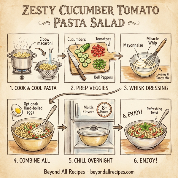Zesty Cucumber Tomato Pasta Salad instructions