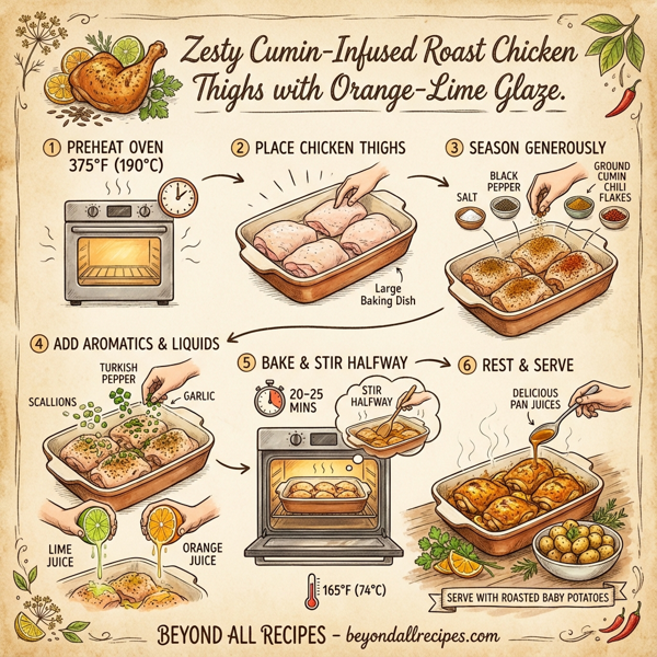 Zesty Cumin-Infused Roast Chicken Thighs with Orange-Lime Glaze instructions