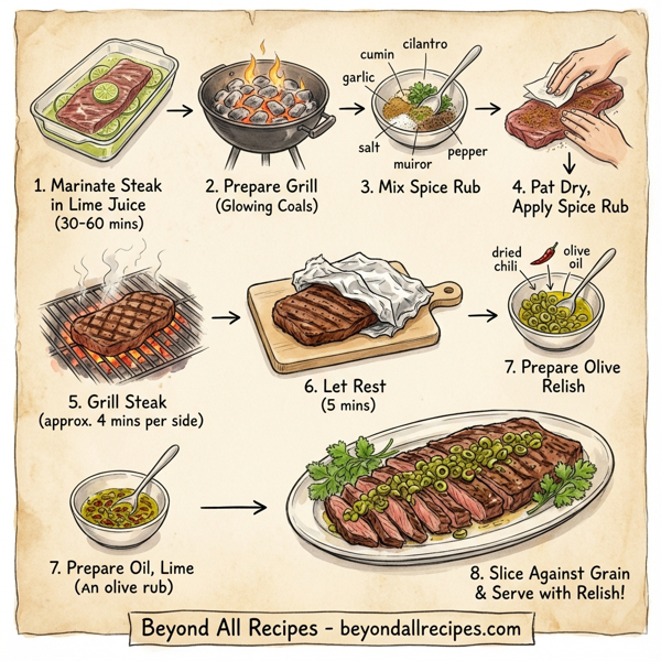 Zesty Cumin-Lime Skirt Steak with Olive Relish instructions